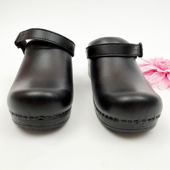 Dansko Ingrid Oiled Leather Clogs Slingback Adjustable Black - Picture 4 of 16
